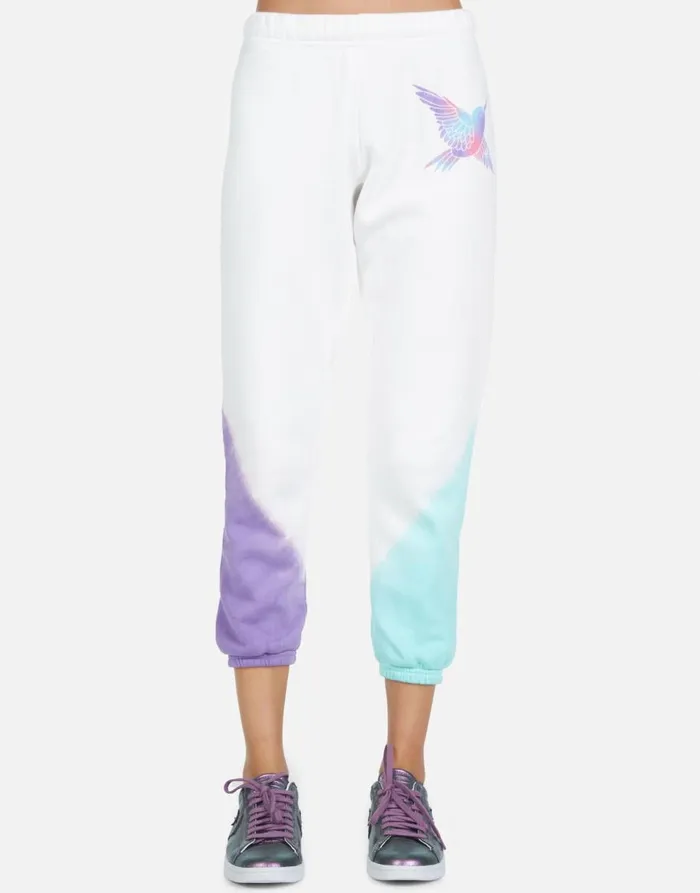 Women039s Alana Pretty Hummingbird Purpleteal Ombre Lauren Moshi Crop Sweatpants