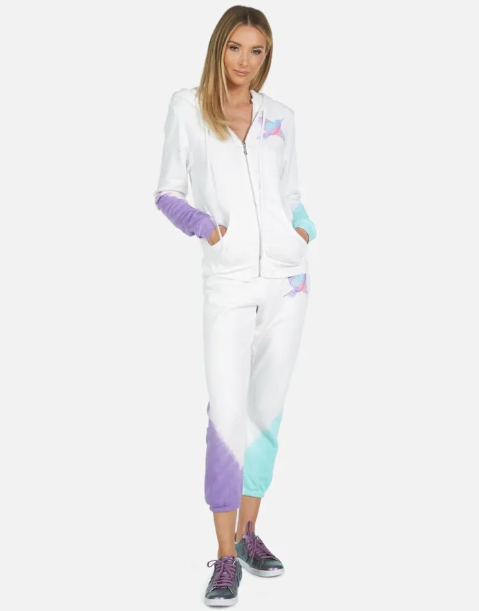 Women039s Alana Pretty Hummingbird Purpleteal Ombre Lauren Moshi Crop Sweatpants