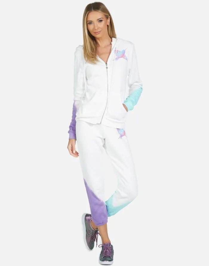 Women039s Alana Pretty Hummingbird Purpleteal Ombre Lauren Moshi Crop Sweatpants