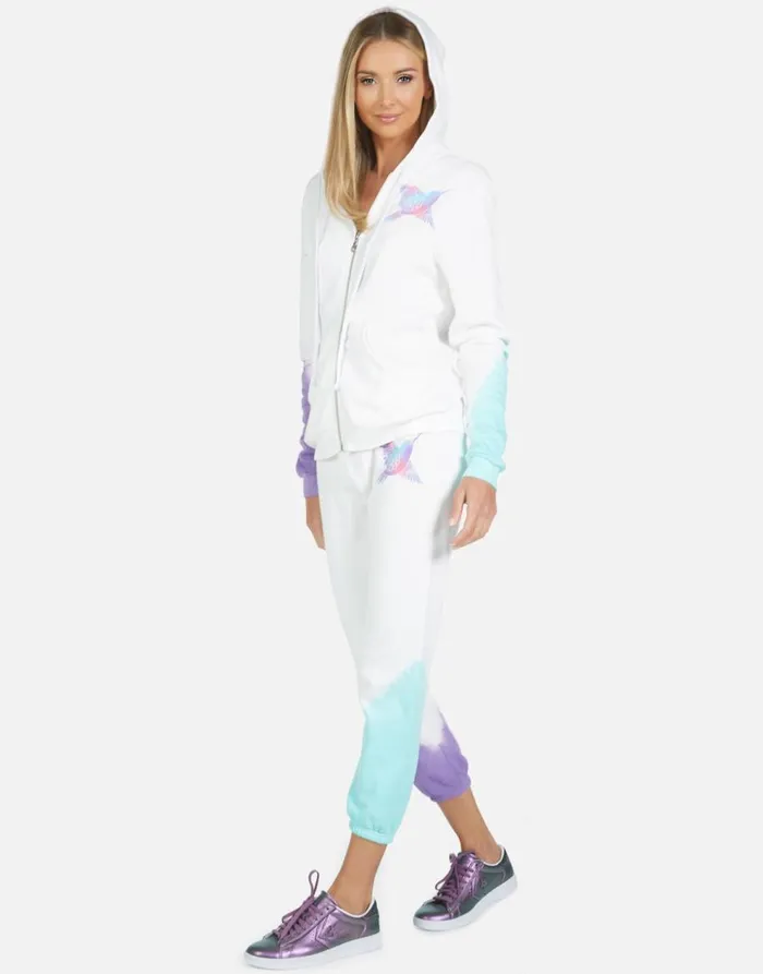 Women039s Alana Pretty Hummingbird Purpleteal Ombre Lauren Moshi Crop Sweatpants