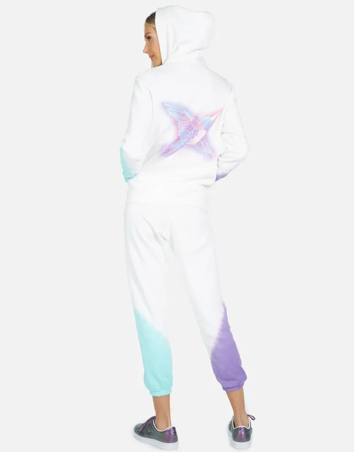 Women039s Alana Pretty Hummingbird Purpleteal Ombre Lauren Moshi Crop Sweatpants