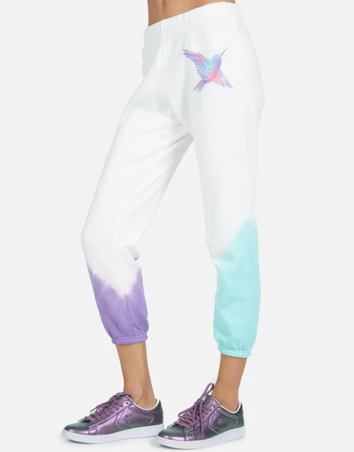 Women039s Alana Pretty Hummingbird Purpleteal Ombre Lauren Moshi Crop Sweatpants