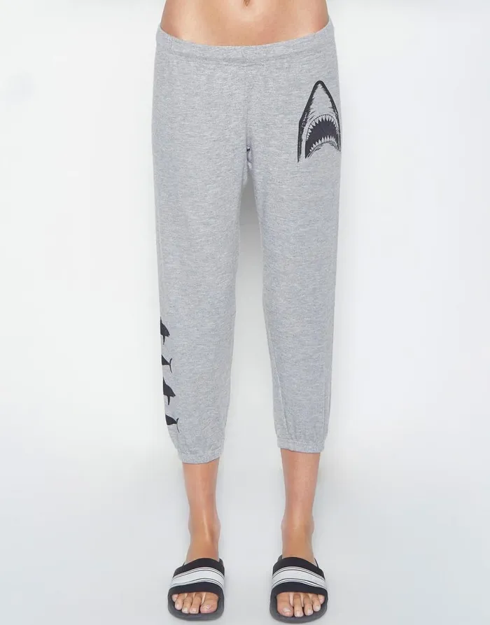 Women039s Alana Shark Heather Grey Lauren Moshi Crop Sweatpants