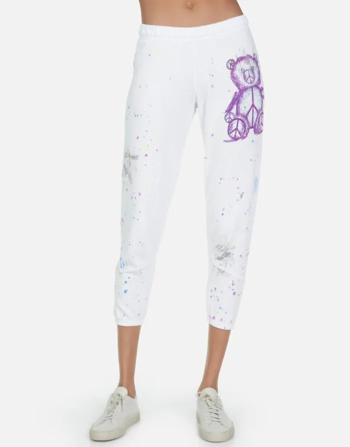 Women039s Annabelle Peace Teddy Punk Stain Lauren Moshi Crop Sweatpants
