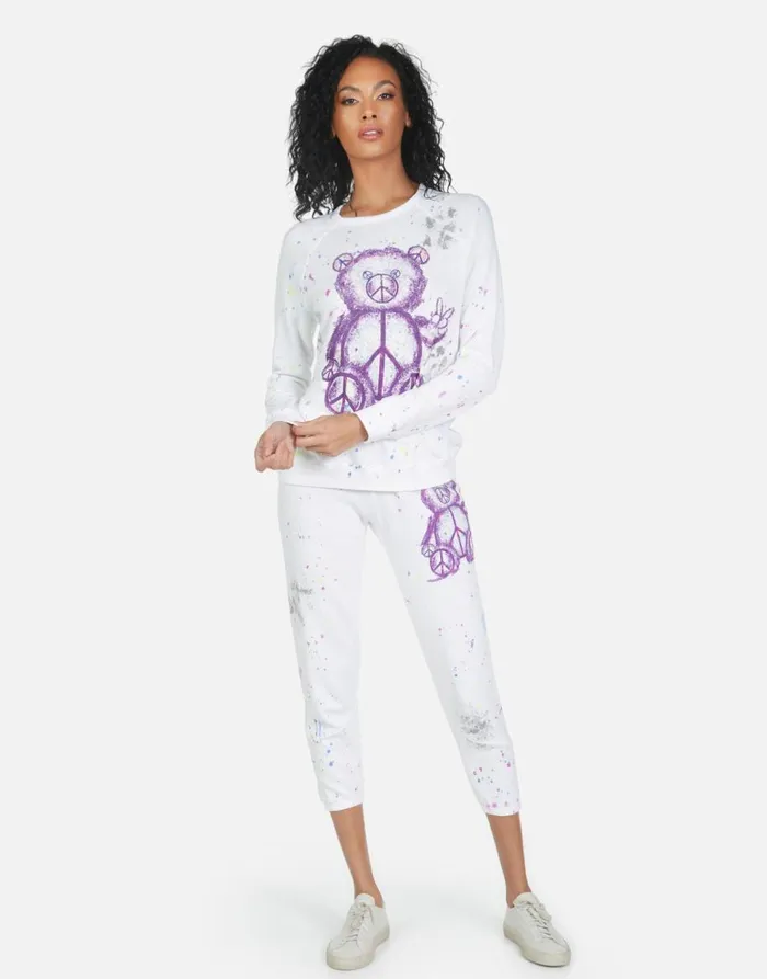 Women039s Annabelle Peace Teddy Punk Stain Lauren Moshi Crop Sweatpants