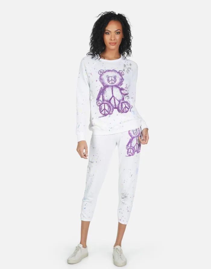 Women039s Annabelle Peace Teddy Punk Stain Lauren Moshi Crop Sweatpants