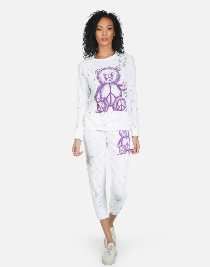 Women039s Annabelle Peace Teddy Punk Stain Lauren Moshi Crop Sweatpants