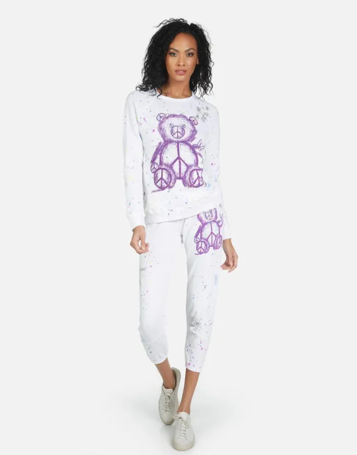 Women039s Annabelle Peace Teddy Punk Stain Lauren Moshi Crop Sweatpants