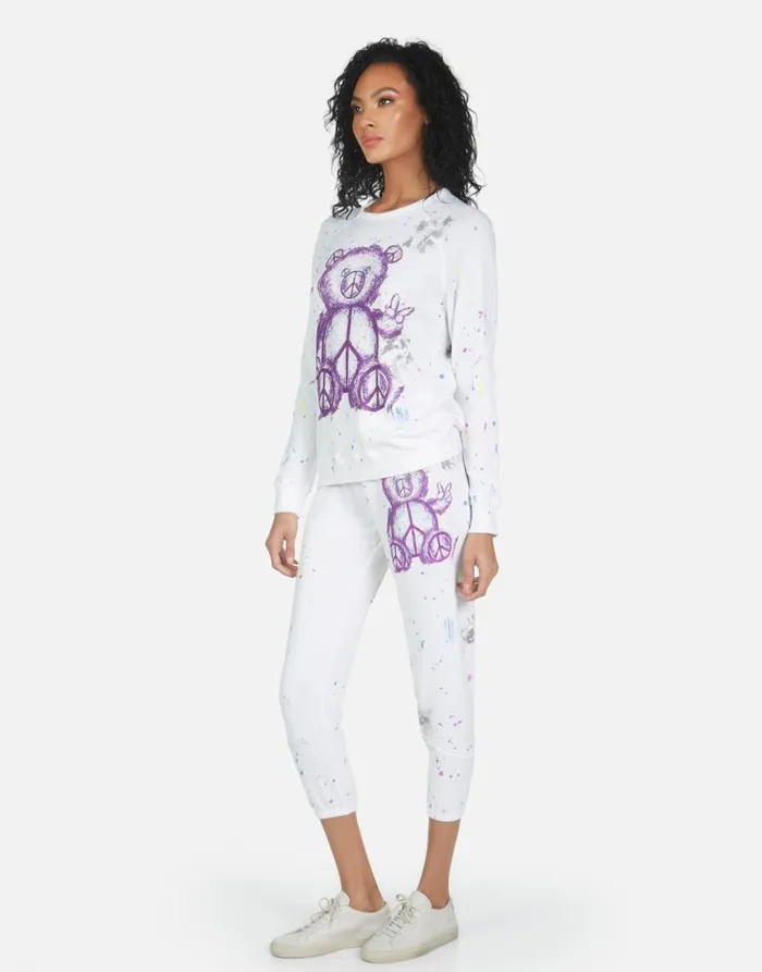Women039s Annabelle Peace Teddy Punk Stain Lauren Moshi Crop Sweatpants