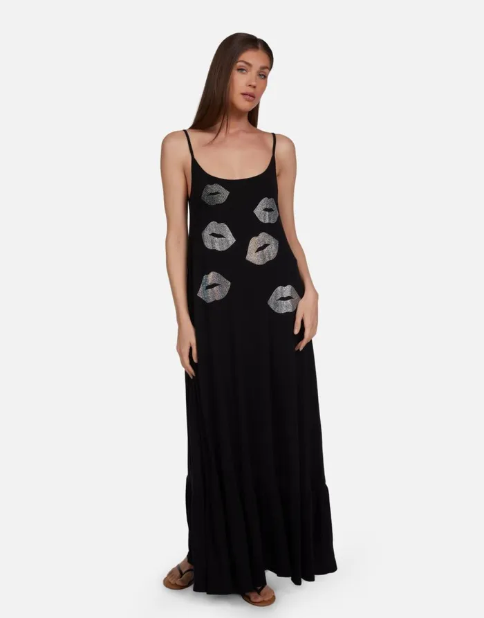Women039s Beatrix Crystal Multi Lips Black Lauren Moshi Dresses