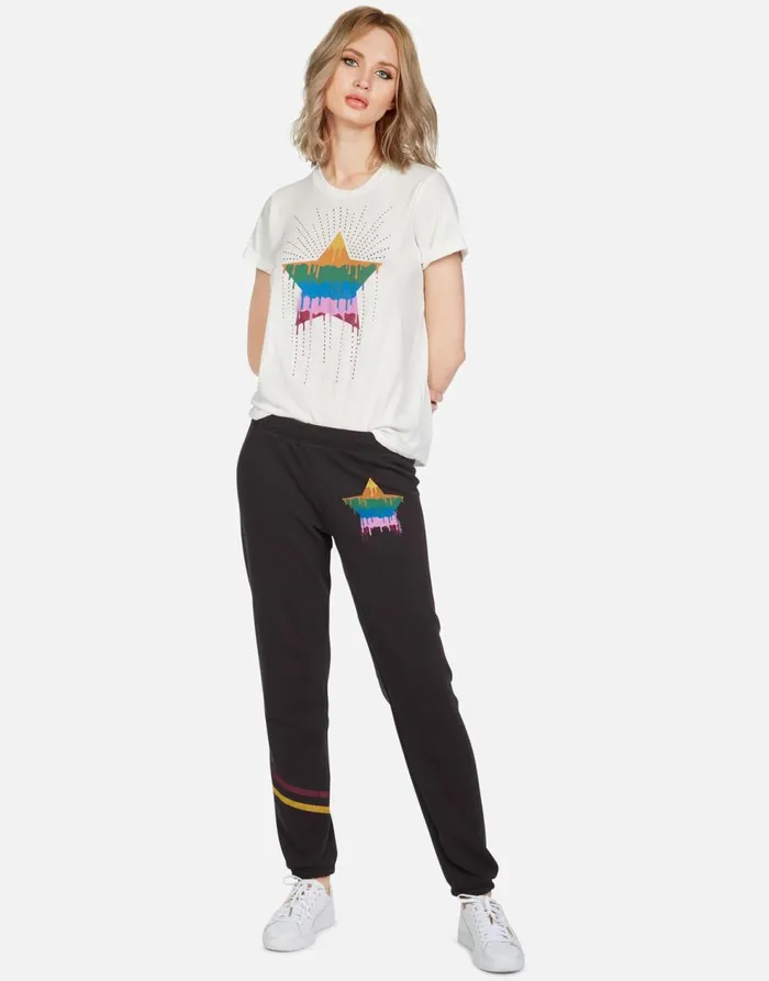 Women039s Brynn Dripping Star Onyx Lauren Moshi Long Sweatpants