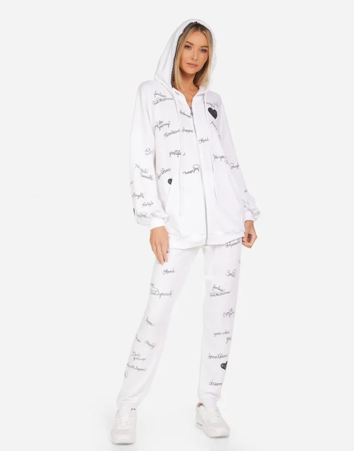 Women039s Brynn Happy Thoughts White Lauren Moshi Long Sweatpants
