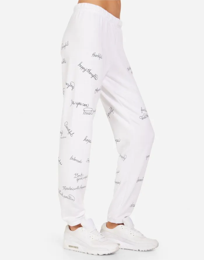 Women039s Brynn Happy Thoughts White Lauren Moshi Long Sweatpants