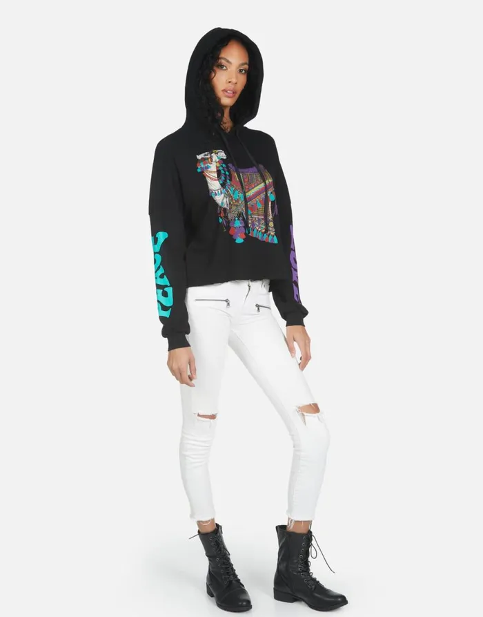 Women039s Cambry Peace Love Camel Black Lauren Moshi Hoodies