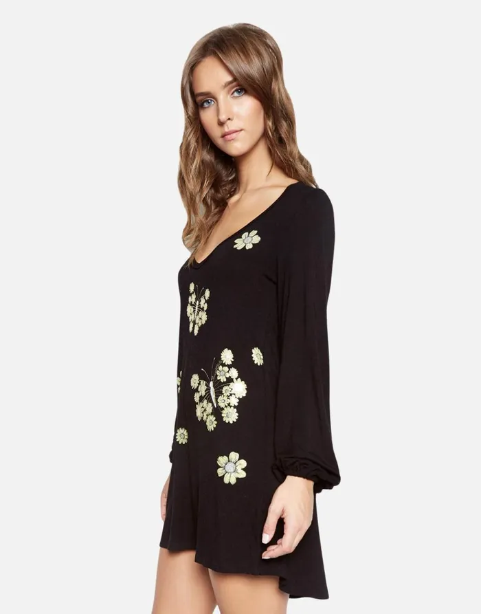 Women039s Cosette Mini Sunflower Butterfly Black Lauren Moshi Dresses