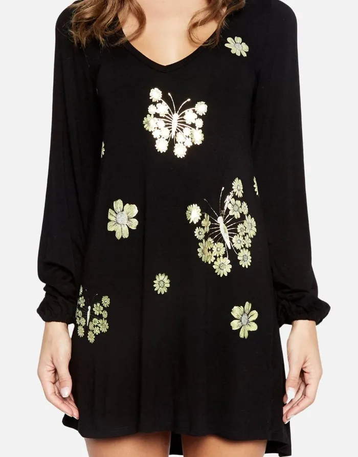Women039s Cosette Mini Sunflower Butterfly Black Lauren Moshi Dresses