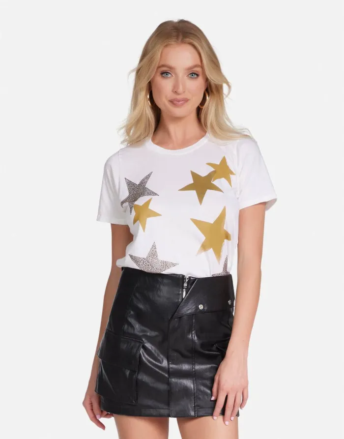 Women039s Croft Gold Crystal Multi Stars Milk Lauren Moshi Short Sleeve