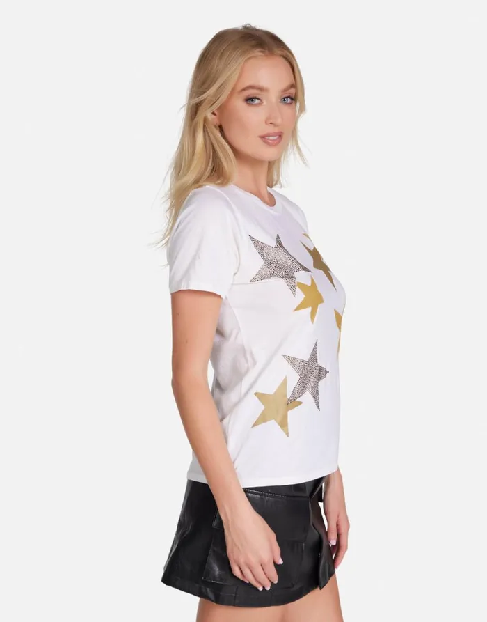 Women039s Croft Gold Crystal Multi Stars Milk Lauren Moshi Short Sleeve