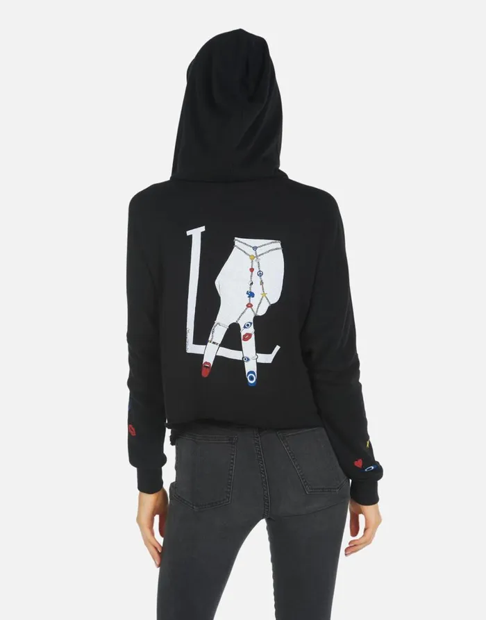 Women039s Destiny LA Hand Elements Black Lauren Moshi Hoodies