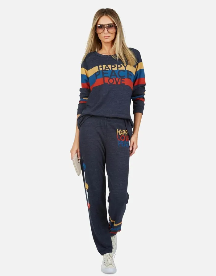 Women039s Everly Happy Peace Love Port Navy Lauren Moshi Long Sleeve