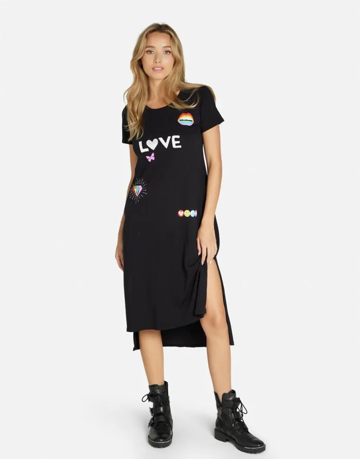 Women039s Genesis 1 Love Rainbow Lip Black Lauren Moshi Dresses