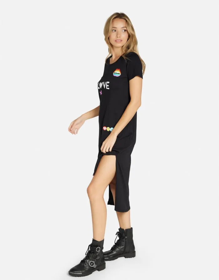 Women039s Genesis 1 Love Rainbow Lip Black Lauren Moshi Dresses