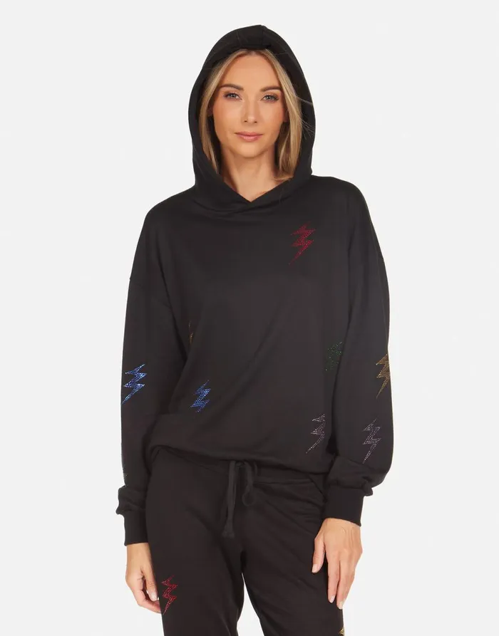 Women039s Harmony Crystal Lightning Peace Black Lauren Moshi Hoodies
