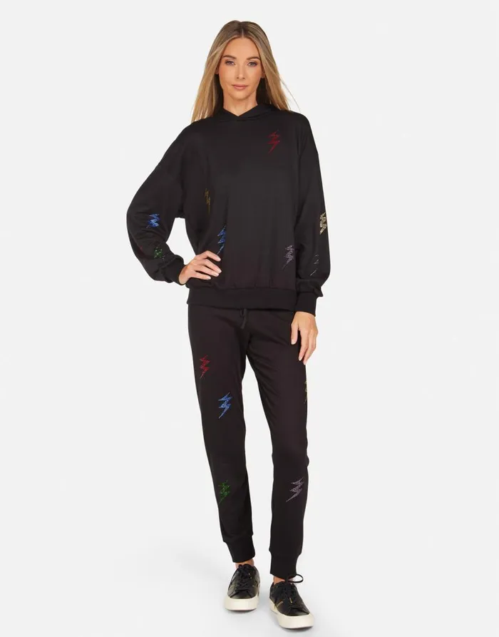 Women039s Harmony Crystal Lightning Peace Black Lauren Moshi Hoodies