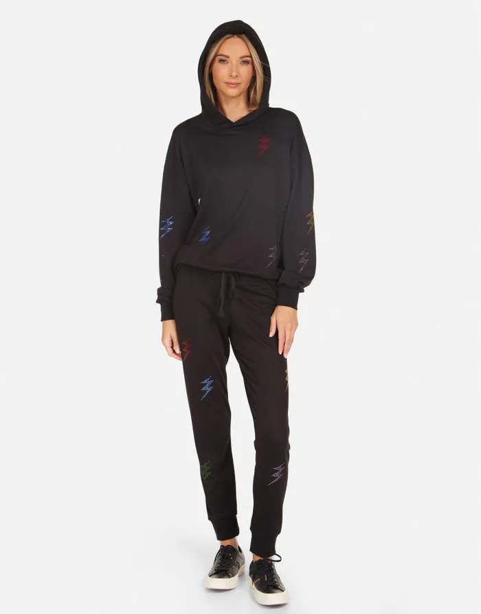 Women039s Harmony Crystal Lightning Peace Black Lauren Moshi Hoodies