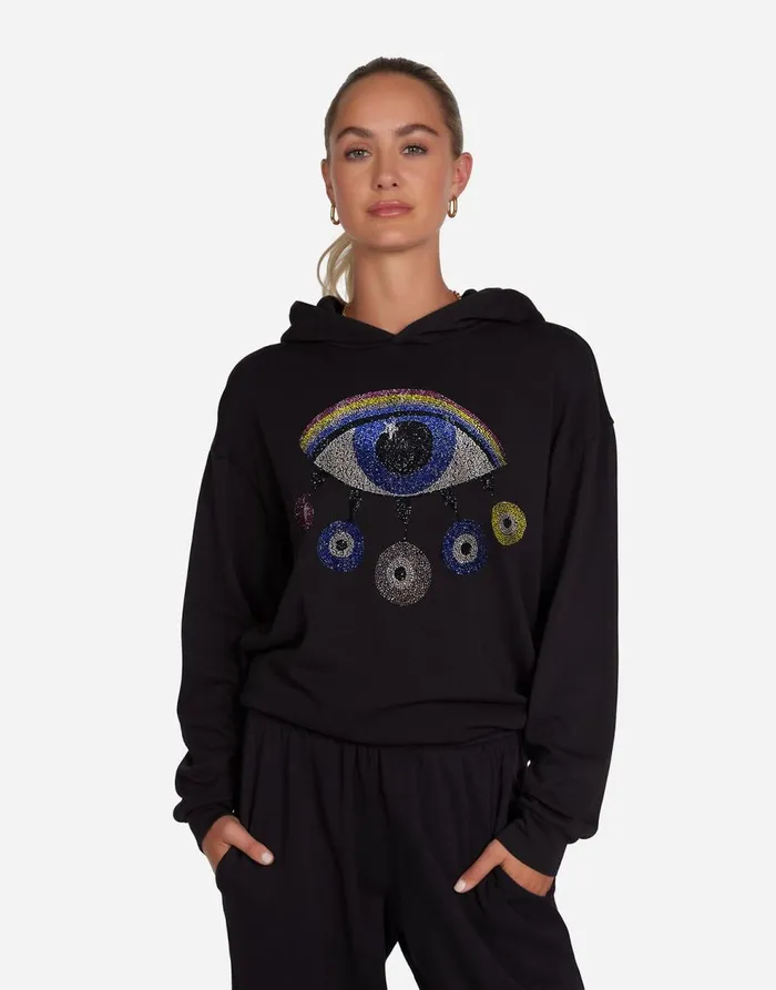 Women039s Harmony Crystal Rainbow Evil Eye Black Lauren Moshi Long Sleeve