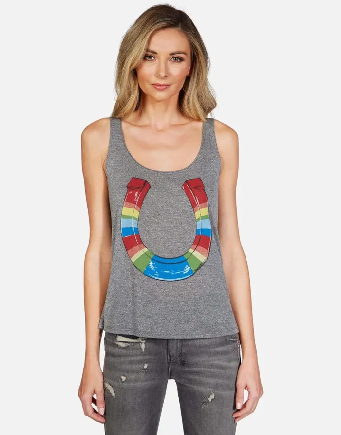 Women039s Julianna Rainbow Horseshoe Heather Grey Lauren Moshi Tanks