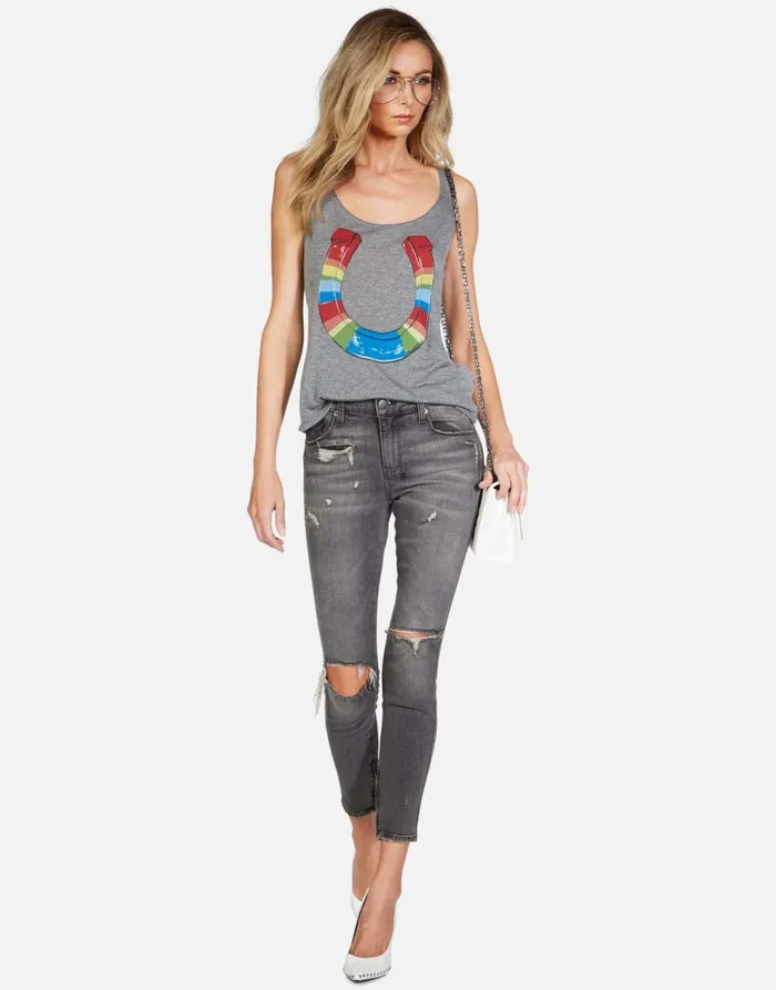 Women039s Julianna Rainbow Horseshoe Heather Grey Lauren Moshi Tanks
