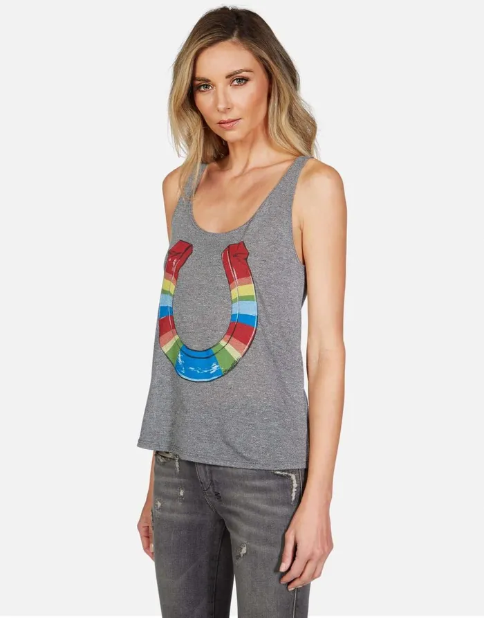 Women039s Julianna Rainbow Horseshoe Heather Grey Lauren Moshi Tanks