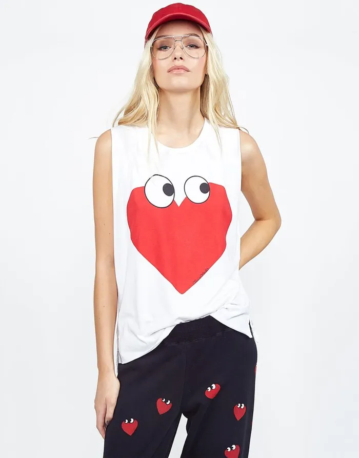 Women039s Kel Heartface White Lauren Moshi Tanks