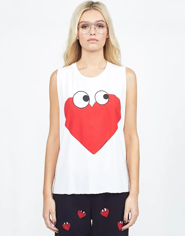 Women039s Kel Heartface White Lauren Moshi Tanks