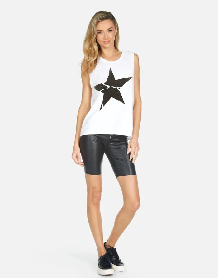 Women039s Kel X Cracked Star White Lauren Moshi Short Sleeve