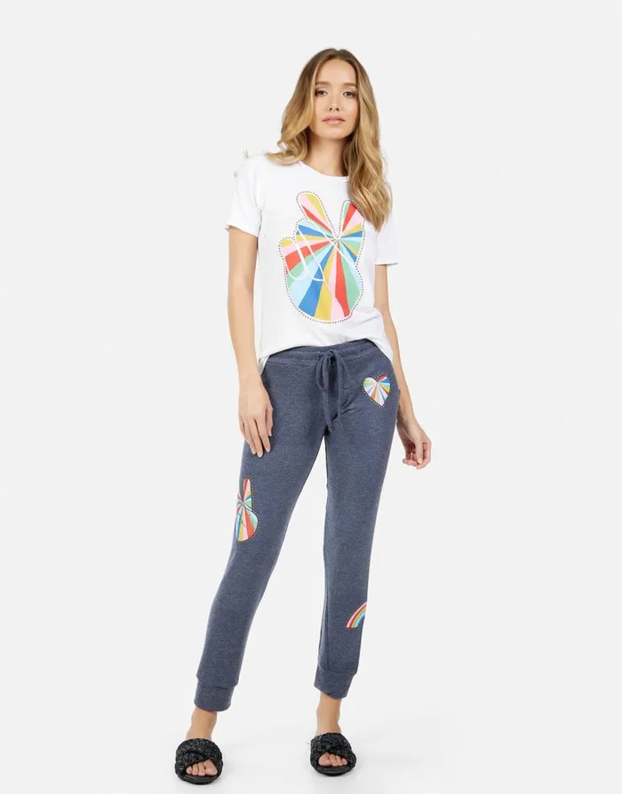 Women039s Kizzy Studded Stripe Peace Navy Lauren Moshi Long Sweatpants