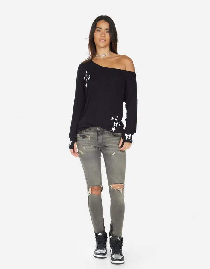 Women039s Krista Rock Star Butterfly Black Lauren Moshi Long Sleeve