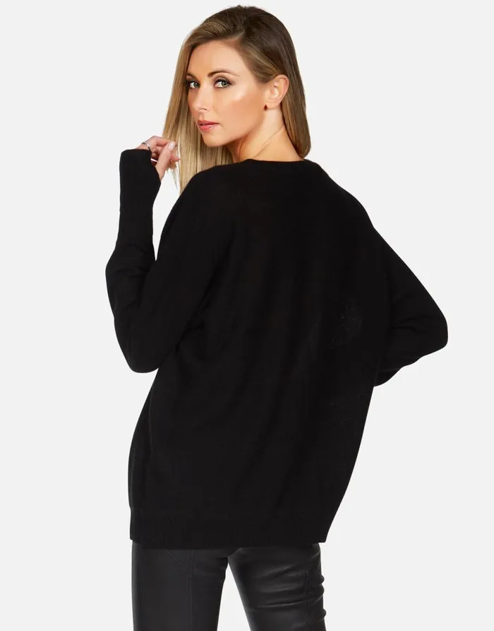 Women039s Ladona X Crystal Biting Lip Black Lauren Moshi Sweaters and Knits