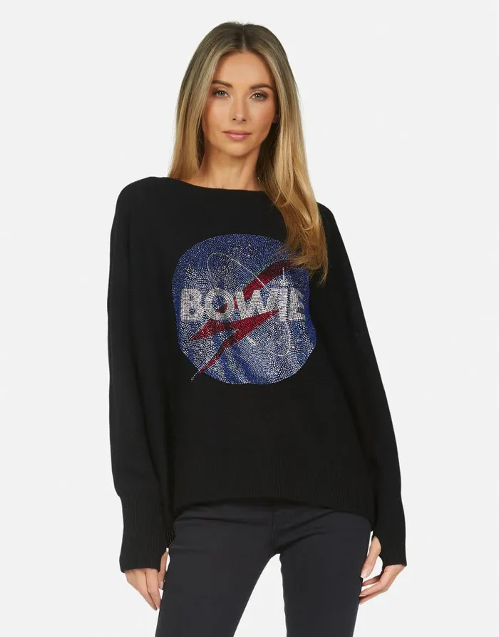 Women039s Ladona X Crystal Bowie Space Black Lauren Moshi Sweaters and Knits