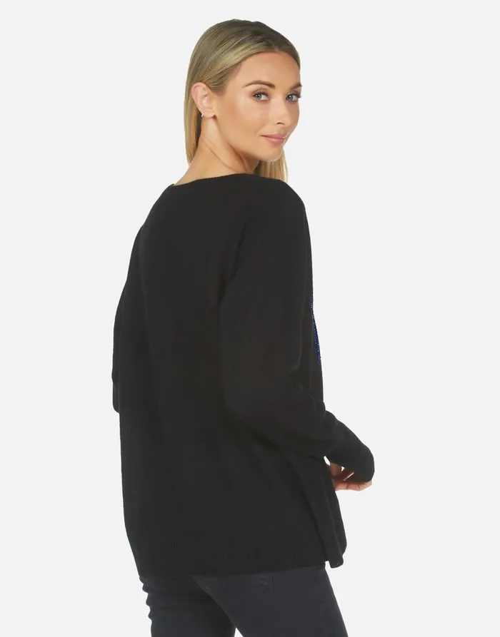 Women039s Ladona X Crystal Bowie Space Black Lauren Moshi Sweaters and Knits