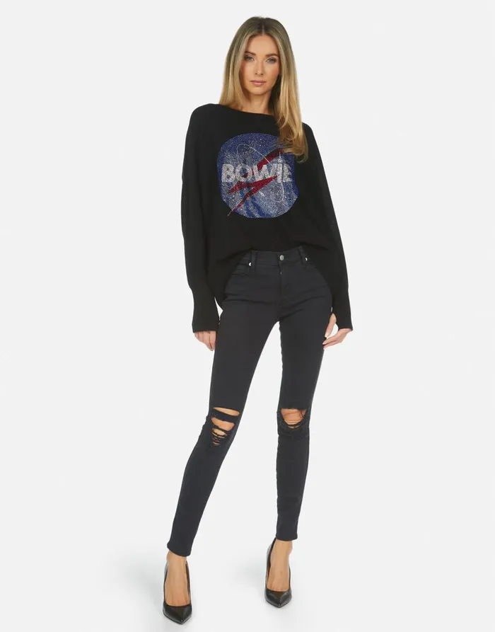 Women039s Ladona X Crystal Bowie Space Black Lauren Moshi Sweaters and Knits