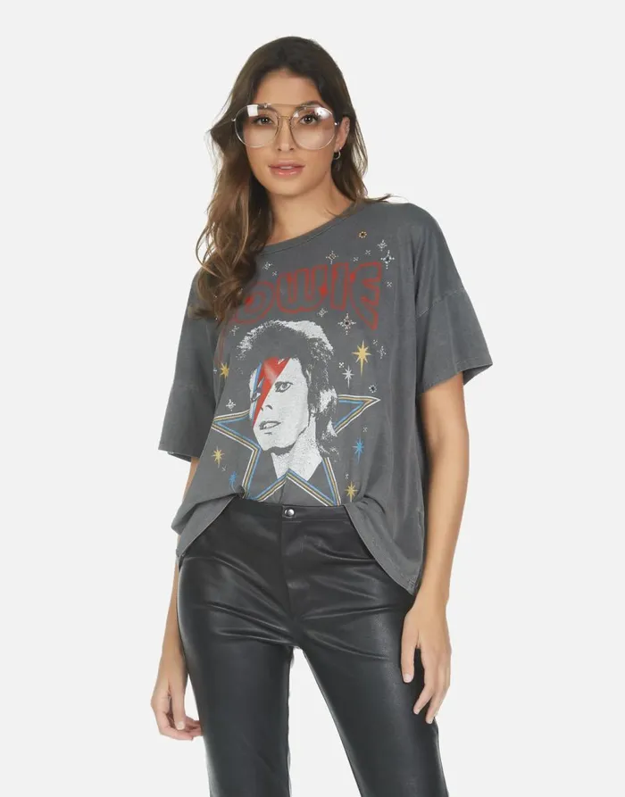 Women039s Liberty Bowie 1973 Tour Pigment Black Lauren Moshi Short Sleeve