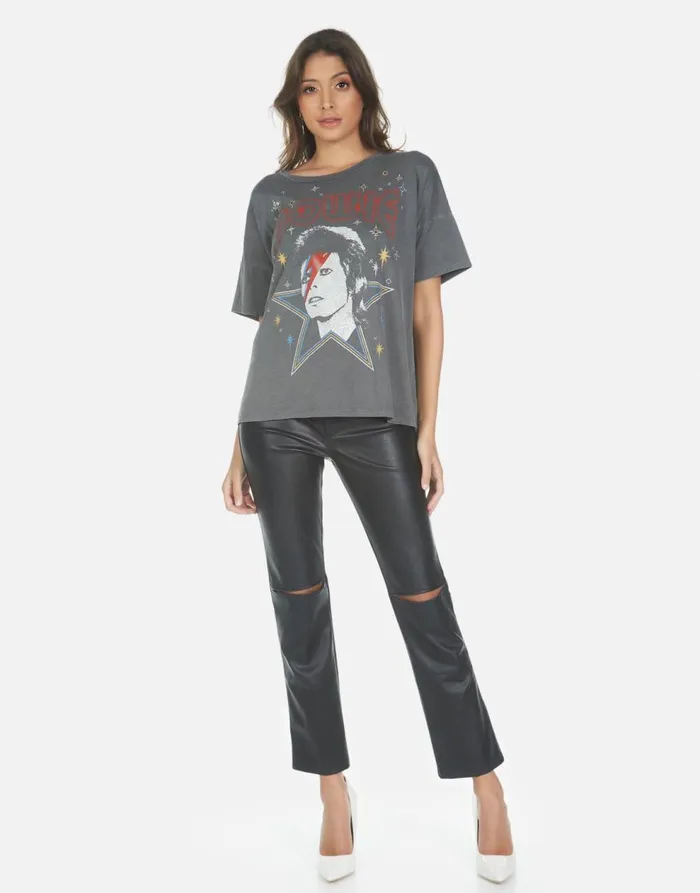 Women039s Liberty Bowie 1973 Tour Pigment Black Lauren Moshi Short Sleeve