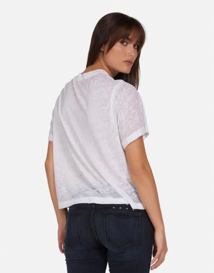 Women039s Linnea Skull Heart White Burnout Lauren Moshi Short Sleeve