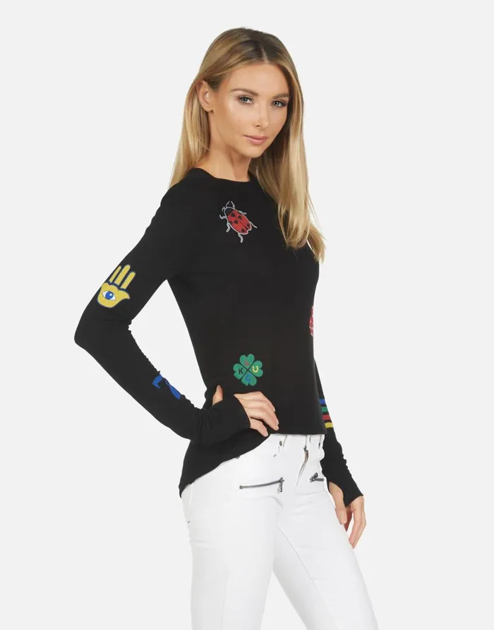 Women039s McKinley Lucky Elements Black Lauren Moshi Long Sleeve