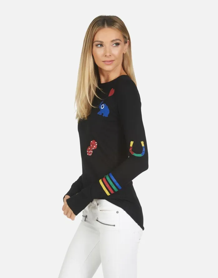 Women039s McKinley Lucky Elements Black Lauren Moshi Long Sleeve