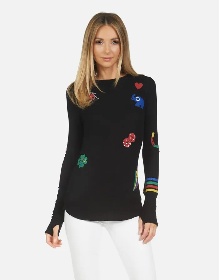 Women039s McKinley Lucky Elements Black Lauren Moshi Long Sleeve