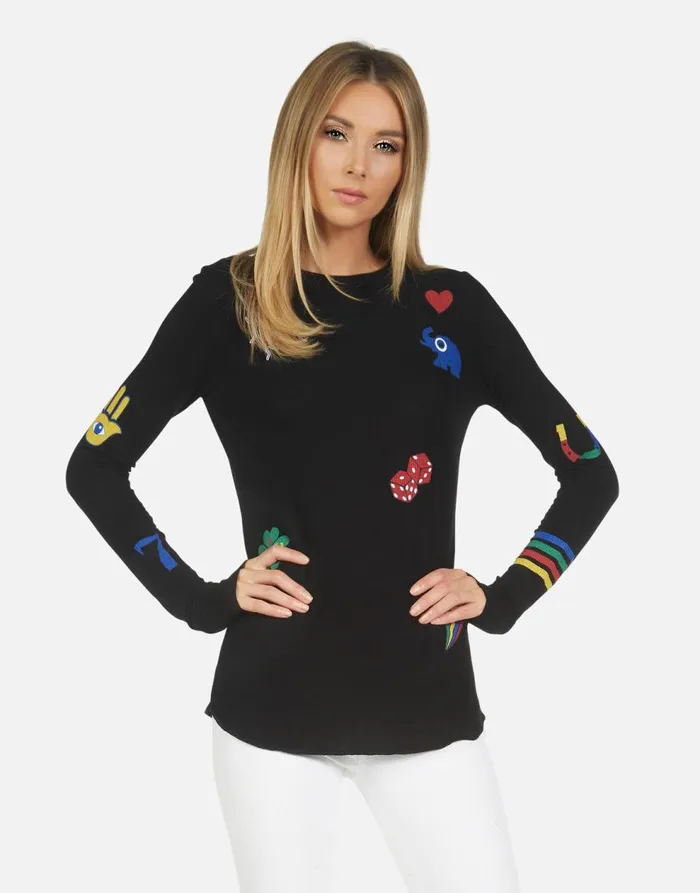 Women039s McKinley Lucky Elements Black Lauren Moshi Long Sleeve