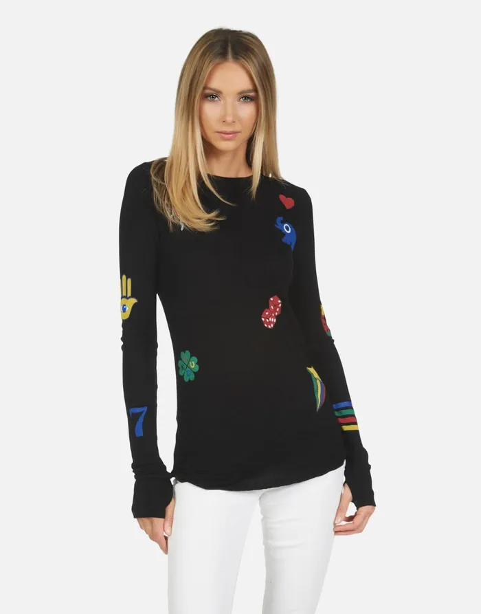 Women039s McKinley Lucky Elements Black Lauren Moshi Long Sleeve